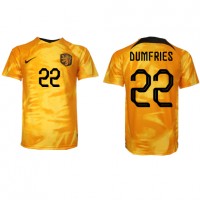 Nederland Denzel Dumfries #22 Fotballklær Hjemmedrakt VM 2022 Kortermet